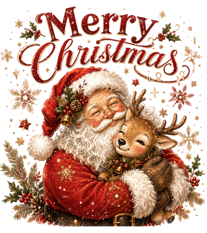 Merry Christmas Santa and Baby Reindeer
