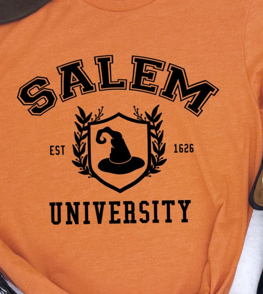 Salem University witchy collegiate graphic t-shirt