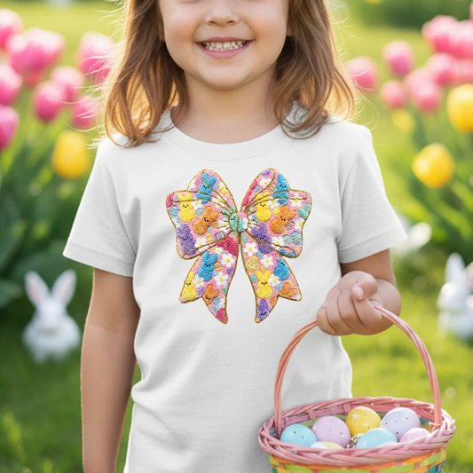 Bunny & Egg Bow:  Faux Latch Hook - Graphic T-Shirt (Youth)