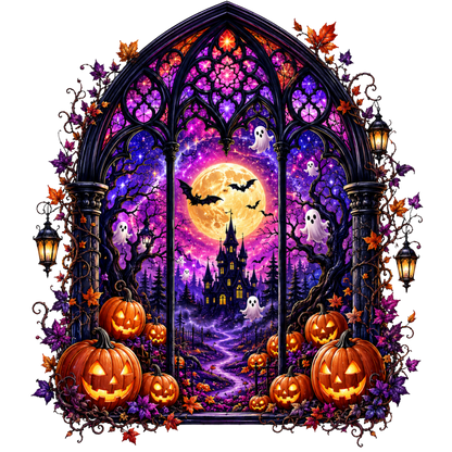 Stained Glass Haunted House Youth Graphic T-Shirt (Youth)