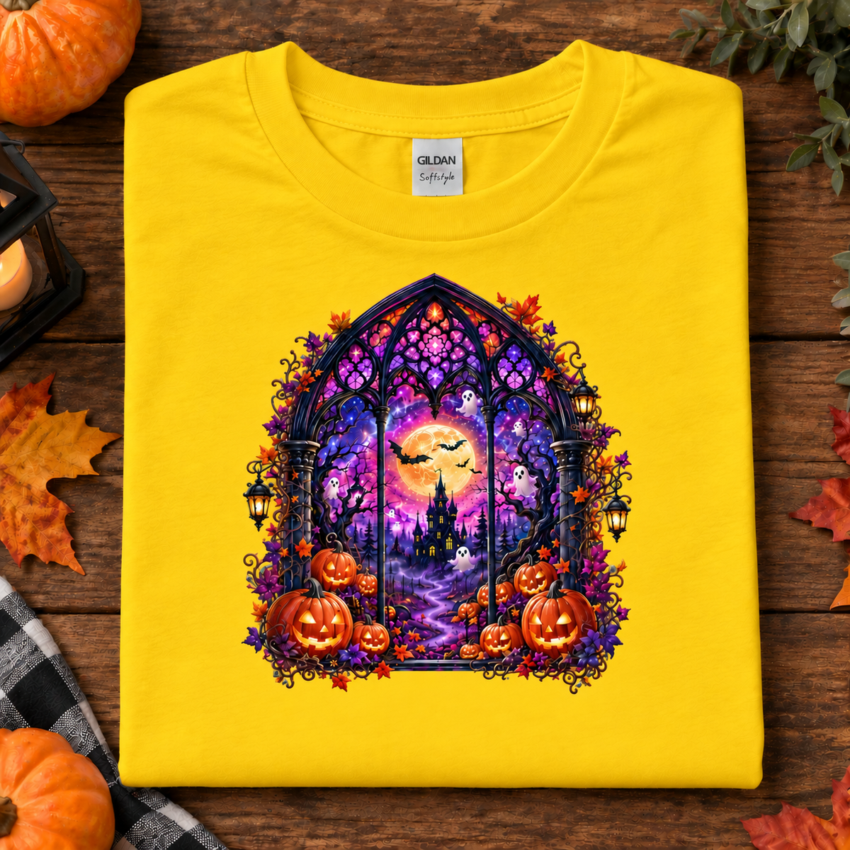 Stained Glass Haunted House Youth Graphic T-Shirt (Youth)