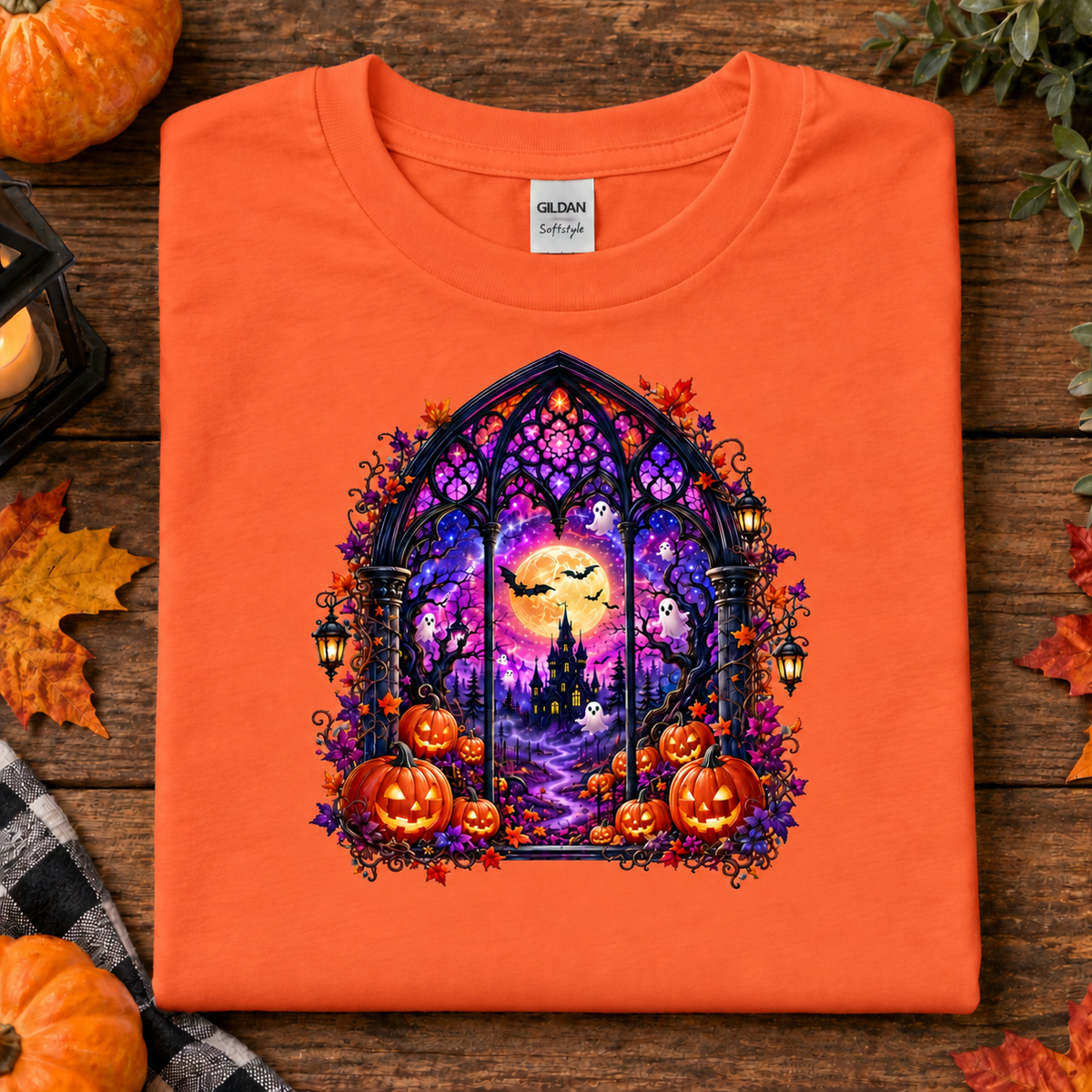 Stained Glass Haunted House Youth Graphic T-Shirt (Youth)
