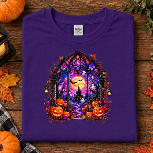 Stained Glass Haunted House Youth Graphic T-Shirt (Youth)