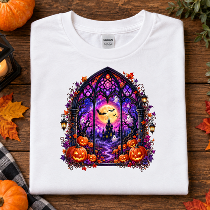 Stained Glass Haunted House Youth Graphic T-Shirt (Youth)