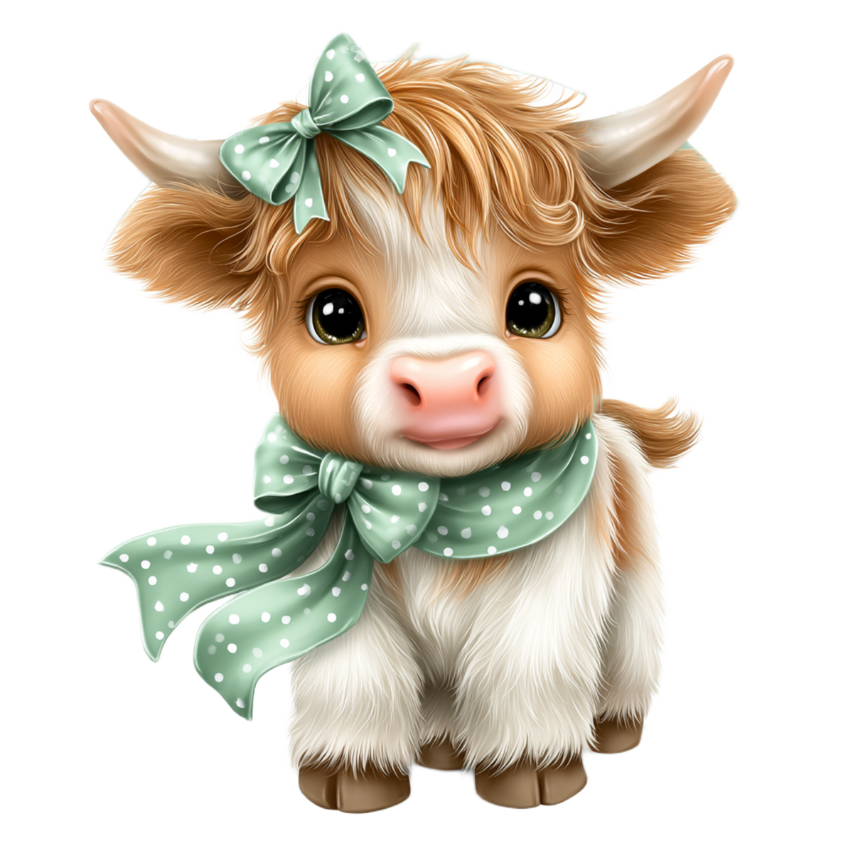 Sweet Farmhouse Highland Cow with Polka Dot Bow (Onesie)