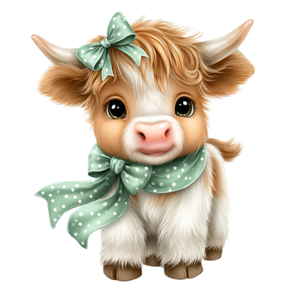 Sweet Farmhouse Highland Cow with Polka Dot Bow (Onesie)