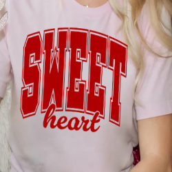 Sweet Heart university style red varsity lettering graphic t-shirt