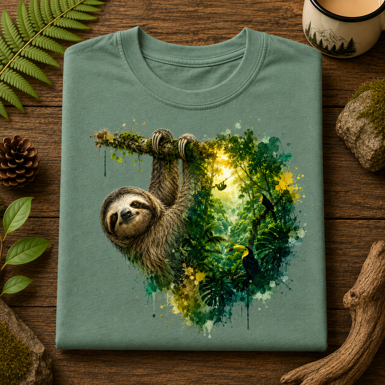 Watercolor Sloth Graphic T-Shirt