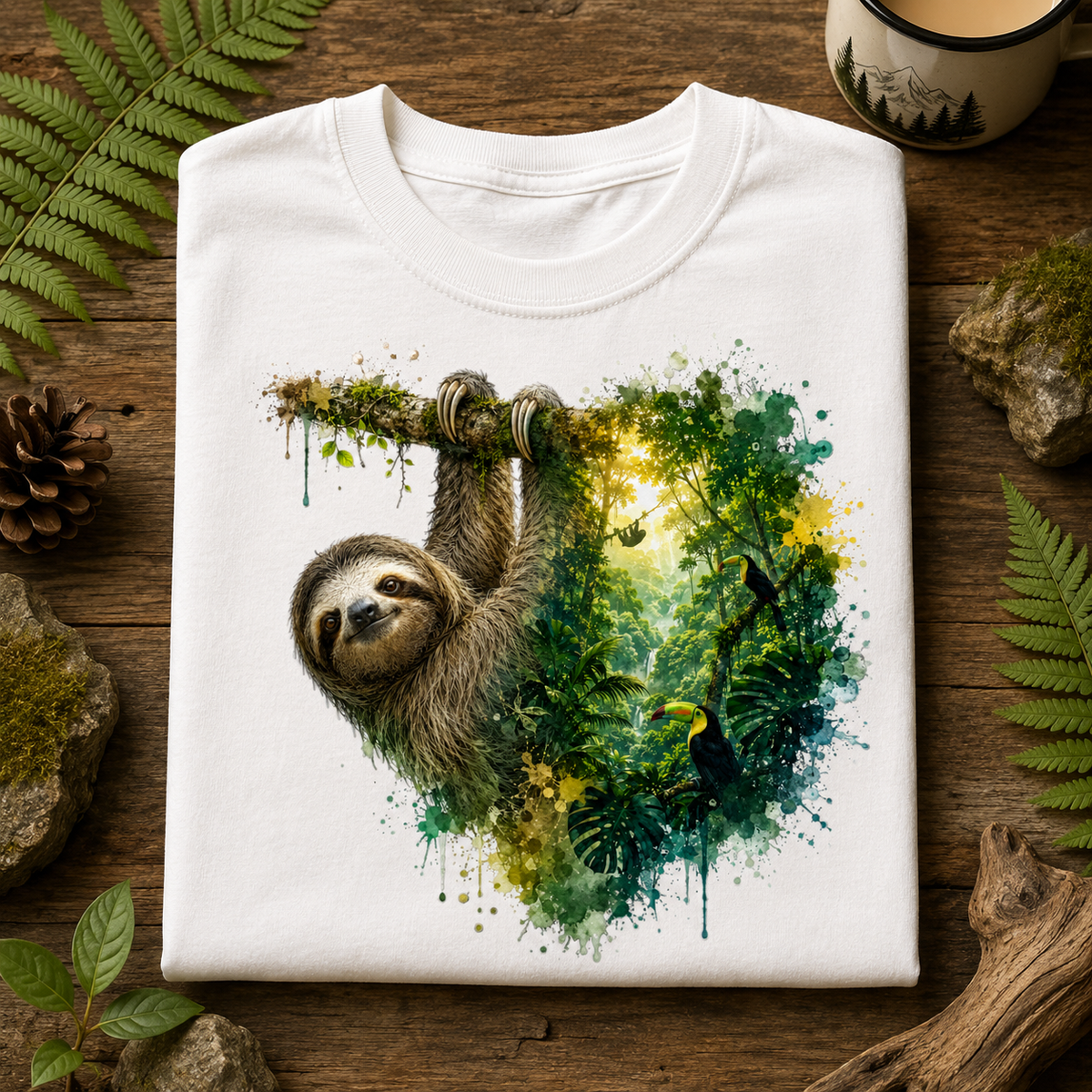 Watercolor Sloth Graphic T-Shirt
