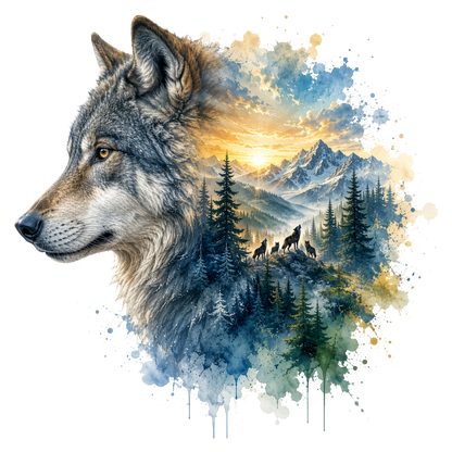 Watercolor Wolf Graphic T-Shirt