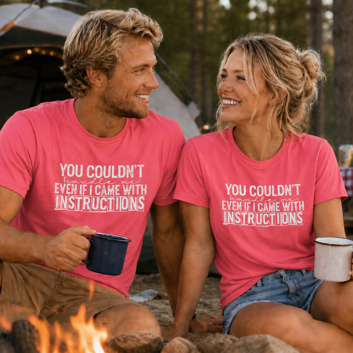 You Couldn’t Handle Me Even If I Came With Instructions coral silk colored graphic t-shirt with bold quote design
