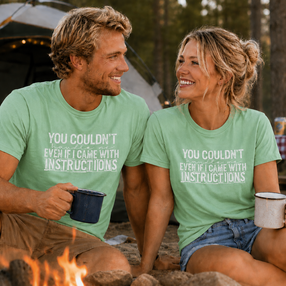 You Couldn’t Handle Me Even If I Came With Instructions mint green colored graphic t-shirt with bold quote design